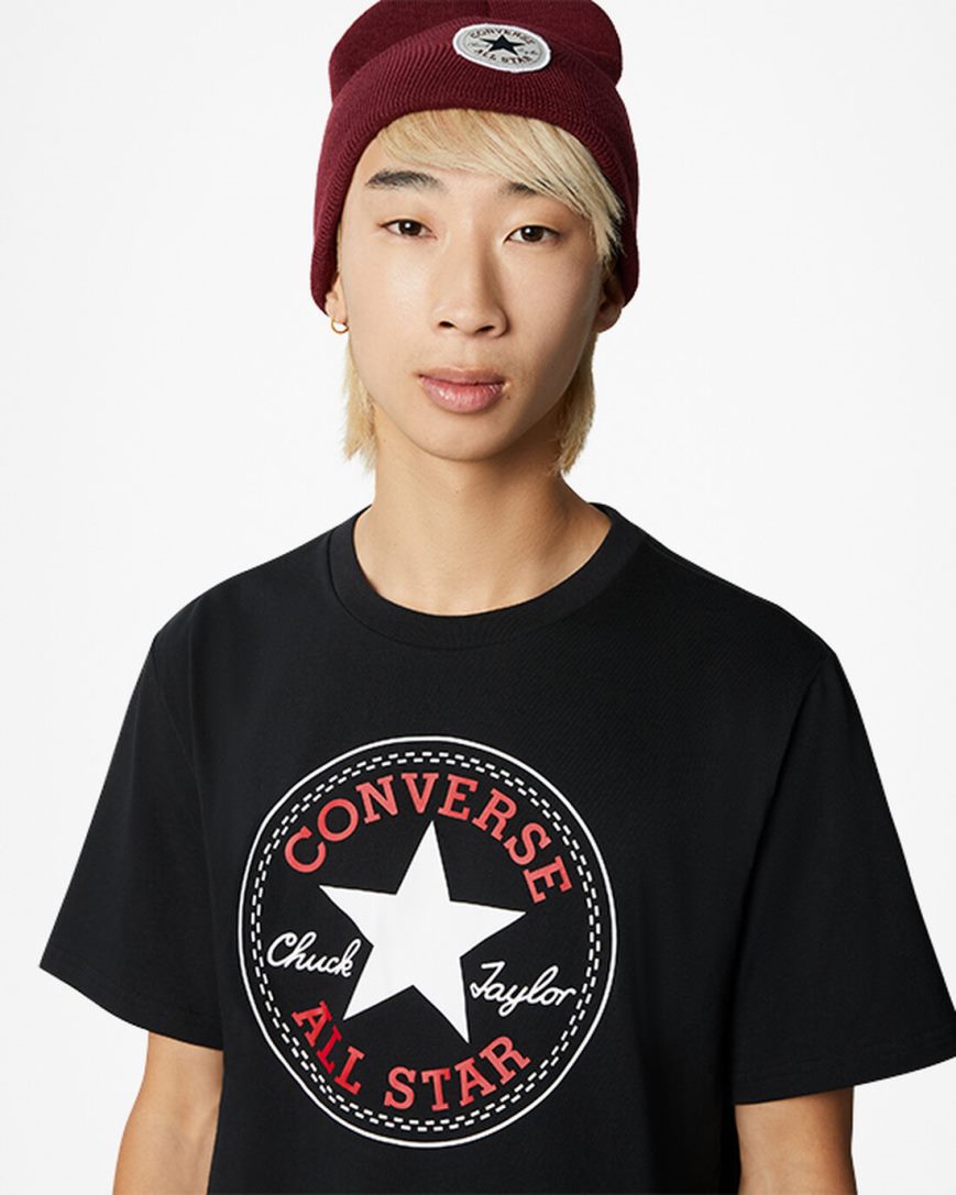 T-Shirts Barbati Converse Go-To All Star Patch Standard Fit Negrii | RO AWNZO301